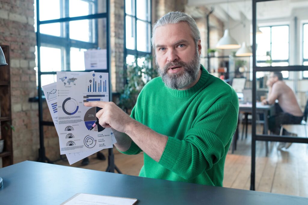 Financial expert sitting at business meeting